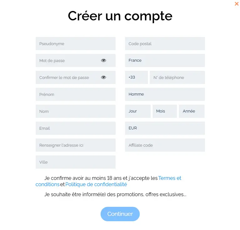Europa Casino registration process (India)